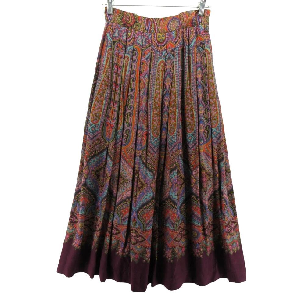 Vintage Ralph Lauren Wool Blend Paisley Geometric Maxi Skirt Size 8